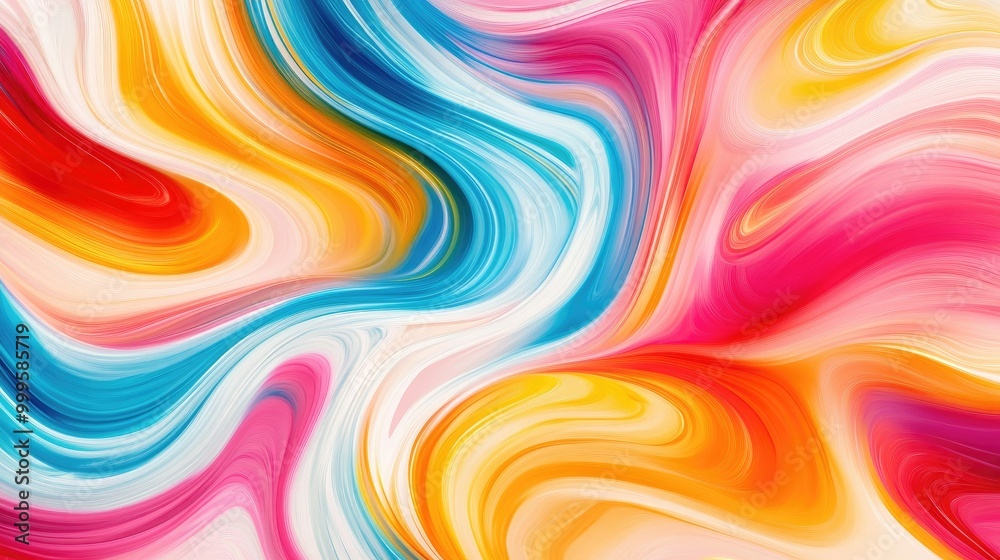 Playful swirling lines of vibrant colors create a funny abstract pattern on a white background, bringing happiness and fun to an artistic display Playful swirling lines of vibrant colors create a funny abstract pattern on a white background, bringing happiness and fun to an artistic display
