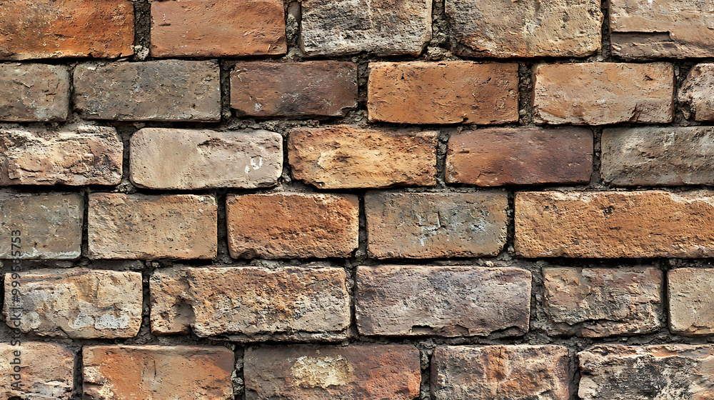 A close-up of a brick wall with a rustic, aged look. A close-up of a brick wall with a rustic, aged look.