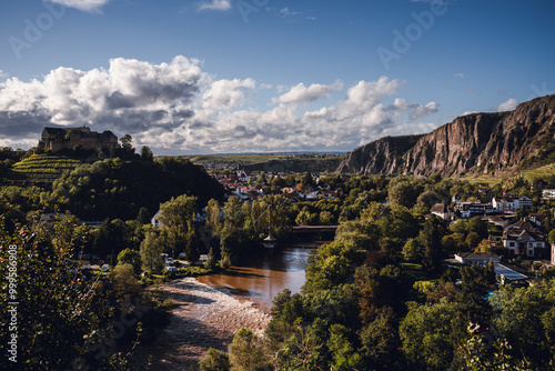 Obraz na płótnie Blick auf die Nahe, Bad Münster am Stein Ebernburg, Sep. 24 w salonie