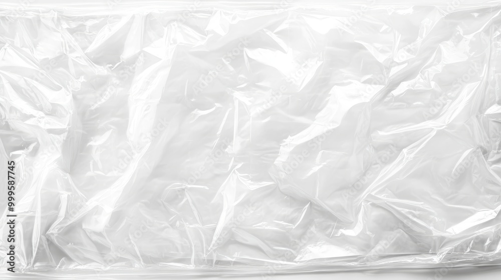 Obraz premium White Background Plastic Cellophane Bag with Abstract Texture