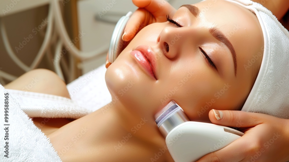 Woman in mask on face in spa beauty salon Woman in mask on face in spa beauty salon