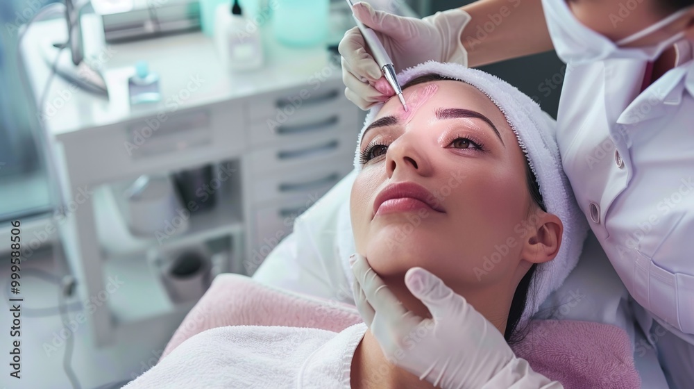 Woman in mask on face in spa beauty salon Woman in mask on face in spa beauty salon