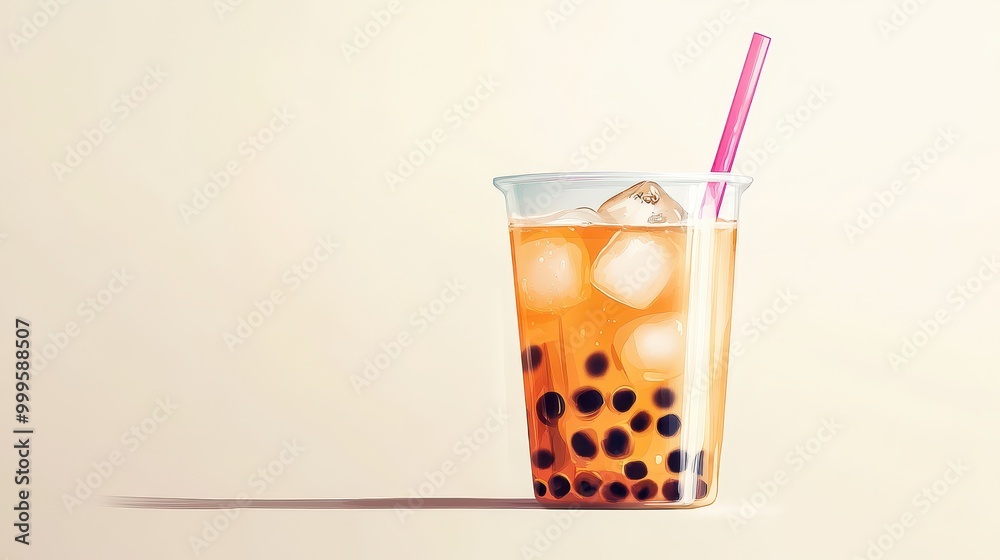 Classic Bubble Tea with Tapioca Pearls in a Clear Cup Classic Bubble Tea with Tapioca Pearls in a Clear Cup
