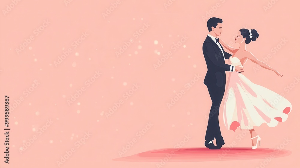 Elegant couple dancing together in celebration, embodying romance and joy, perfect for wedding or love-themed projects. Elegant couple dancing together in celebration, embodying romance and joy, perfect for wedding or love-themed projects.