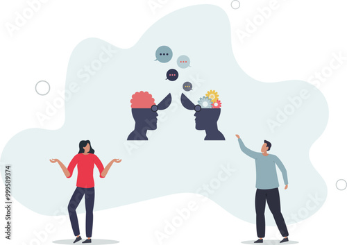 Natural language processing or NLP as AI development.learning and interaction.flat design with people.