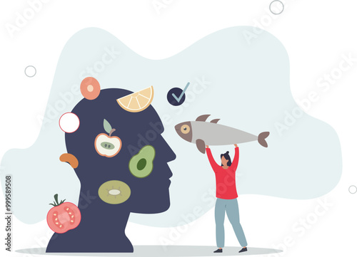 Mindful eating and healthy daily food consumption awareness .flat design with people.