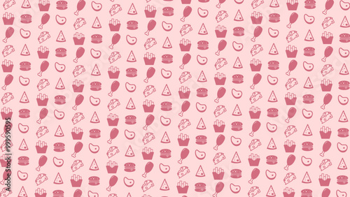 Fast food seamless pattern vector illustrations