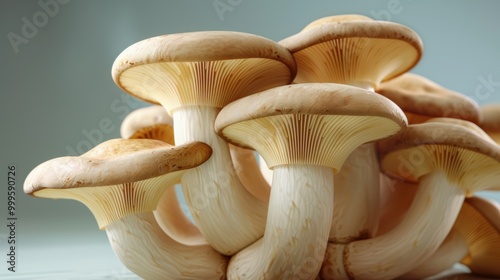 Mushroom presented on a subtle background, colorful fungi snapshot. Background reserved, mushroom vibrant.