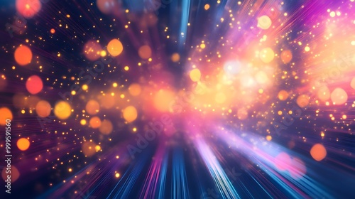 defocused image of fiber optics lights on business background. 