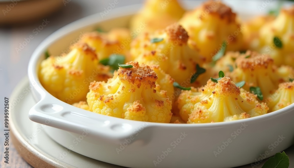 Deliciously baked cauliflower ready to be savored Deliciously baked cauliflower ready to be savored