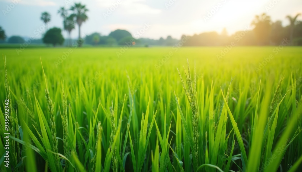 Vibrant green field sunlit day serene landscape Vibrant green field sunlit day serene landscape