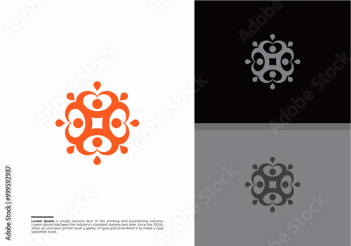 Abstract Symbol of Friendship Bonds with orange color, Community logos, Logo Elements Design