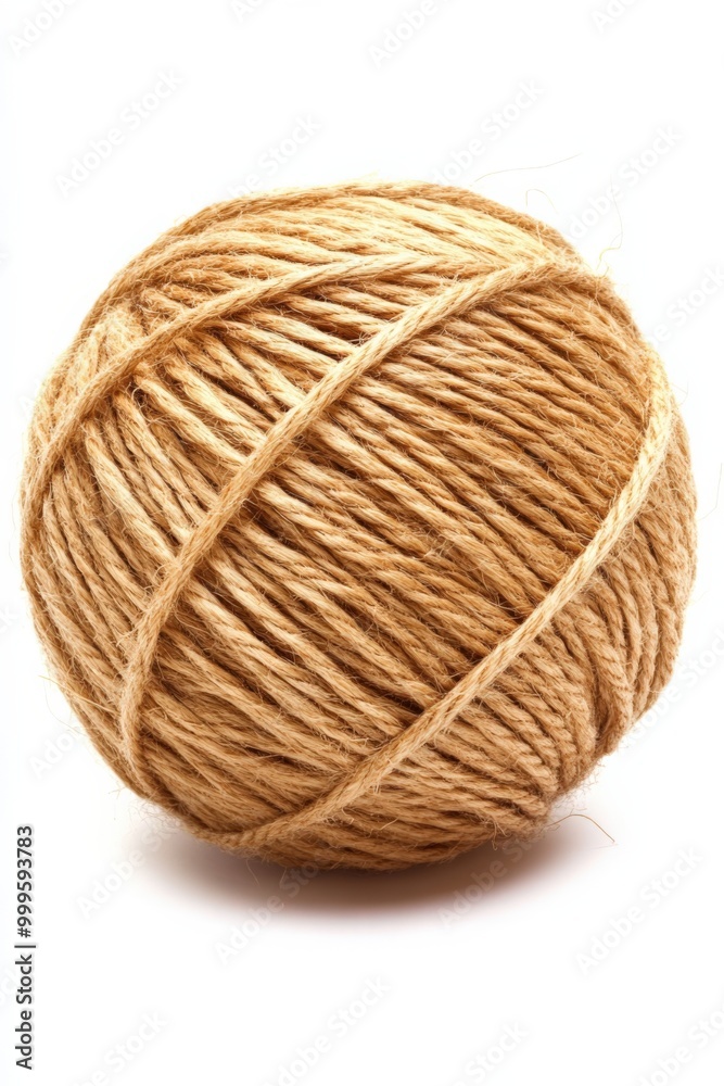 Ball Of String Isolated On White Background. Natural Brown Hemp Rope Material Concept Ball Of String Isolated On White Background. Natural Brown Hemp Rope Material Concept