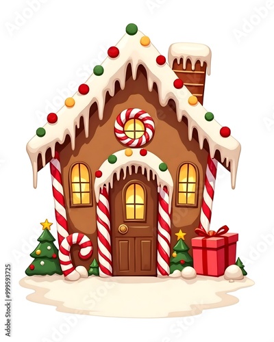 christmas gingerbread house illustration