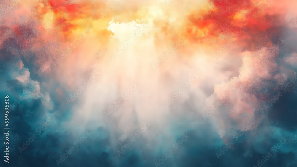 Dreamy Soft Pastel Illustration with Glowing Light and Sun Rays, Ideal for Background Use