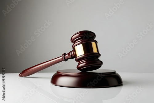 Distinctive Gavel Set on Elegant White Background for Law and Justice Themes