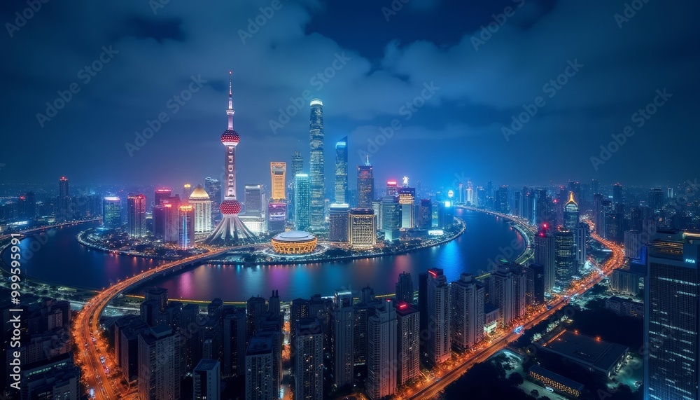 custom made wallpaper toronto digital Vibrant cityscape under a starry sky