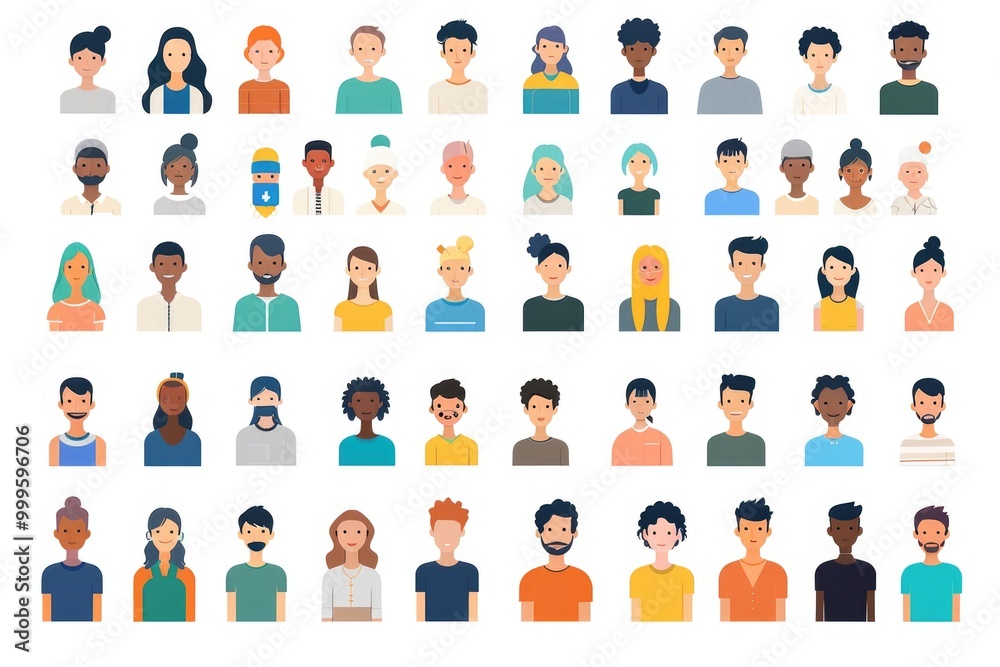 A group of individuals with various hairstyles gathered together, great for showcasing diversity and inclusivity in your project A group of individuals with various hairstyles gathered together, great for showcasing diversity and inclusivity in your project