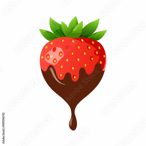 Strawberry with chocolate design on a isolated white background (10)