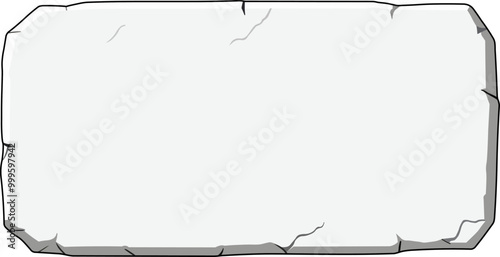 Stone slab illustration. Minimalist plate with stone-style creases and cracks