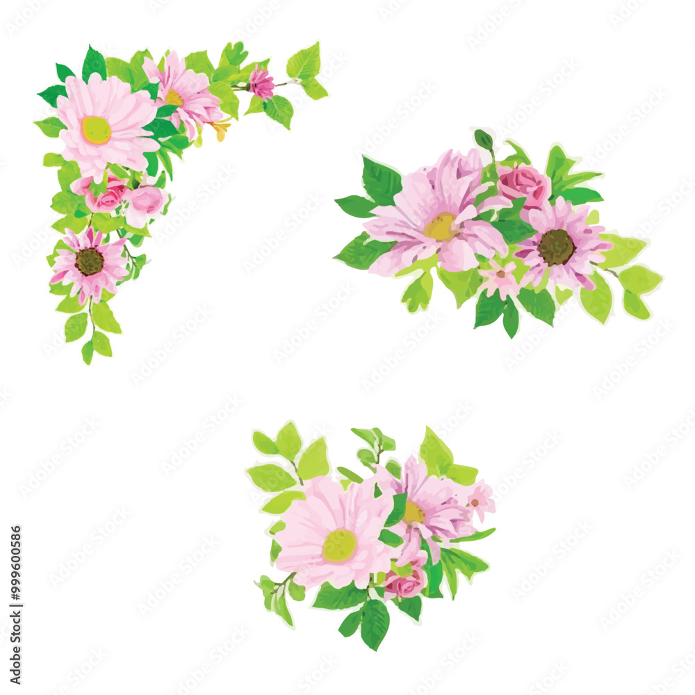 flower frame vector set