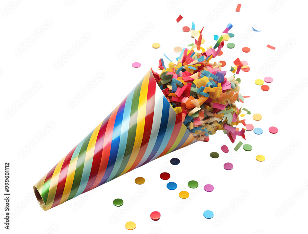 Fototapeta premium Party popper, Celebration, surprise, birthday party decoration with transparent background