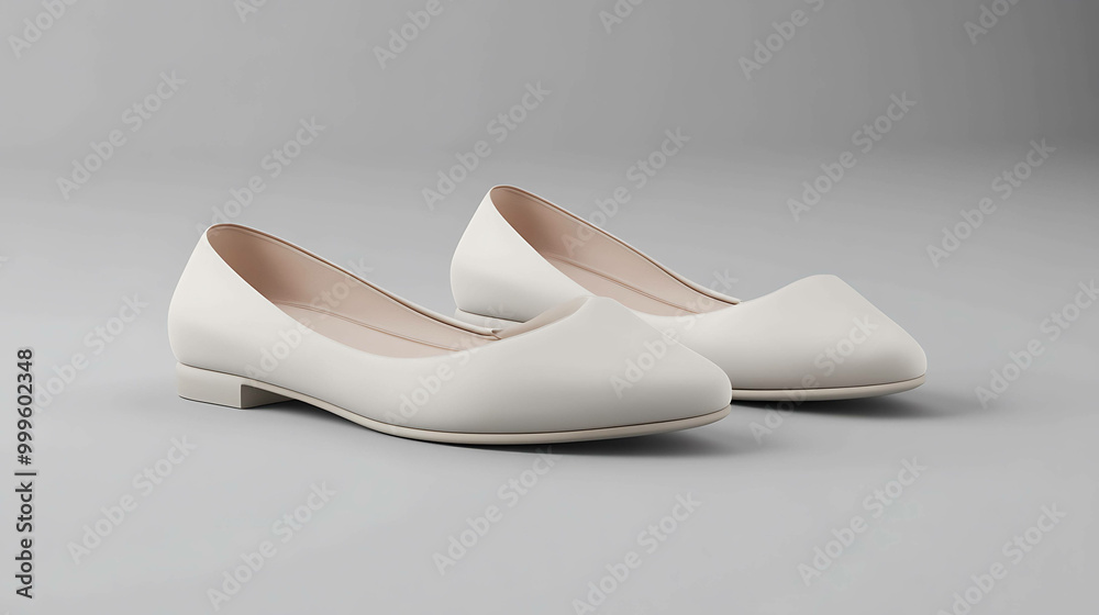 Pair of simple, elegant white ballet flats. Pair of simple, elegant white ballet flats.