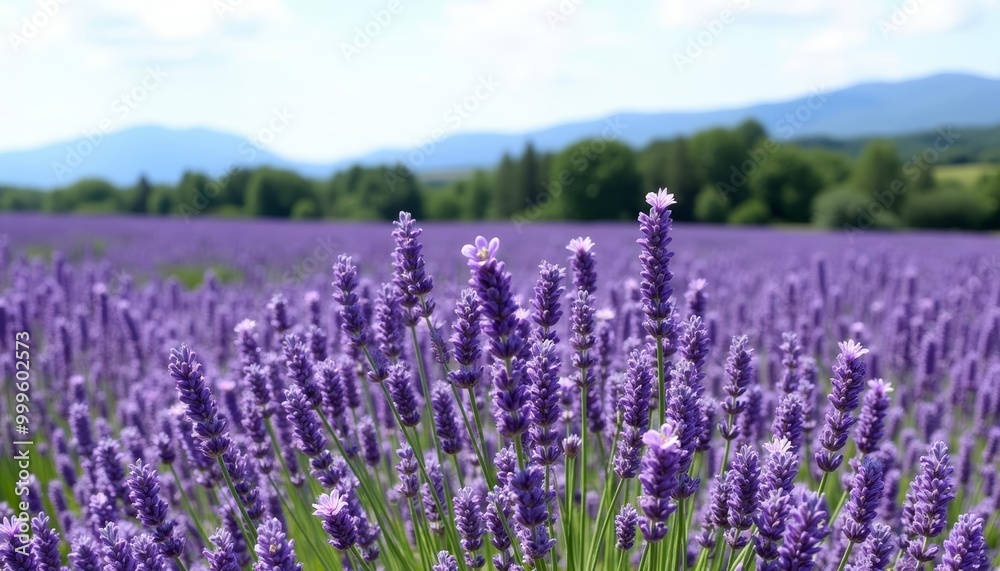 Naklejka premium Vibrant Lavender Field Natures Beauty