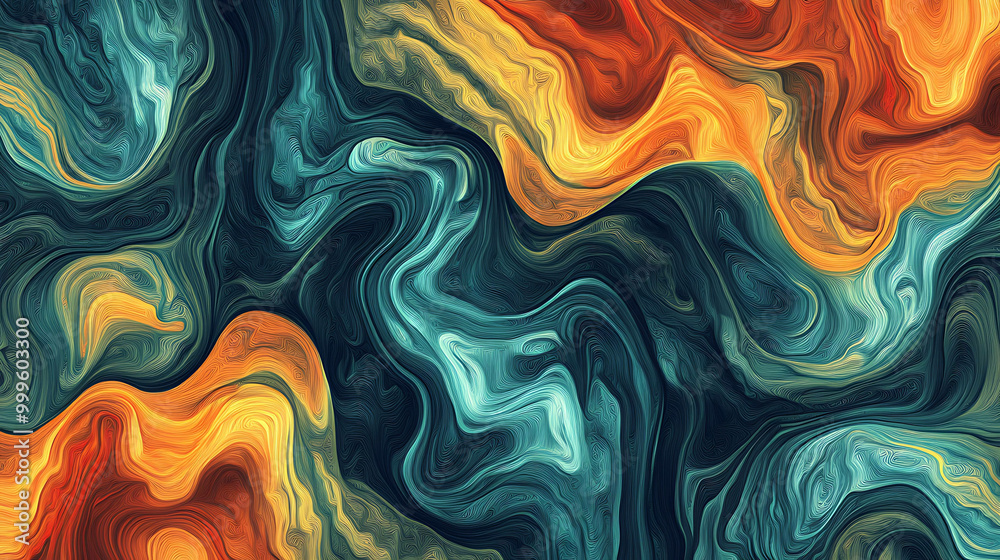 Abstract swirling pattern of yellow, blue and orange. Abstract swirling pattern of yellow, blue and orange.
