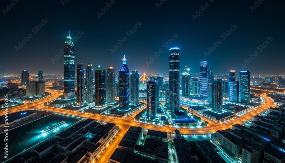 Fototapeta premium Vibrant Cityscape at Night