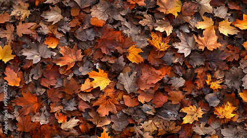 A beautiful collection of autumn leaves in shades of brown, orange, and yellow.