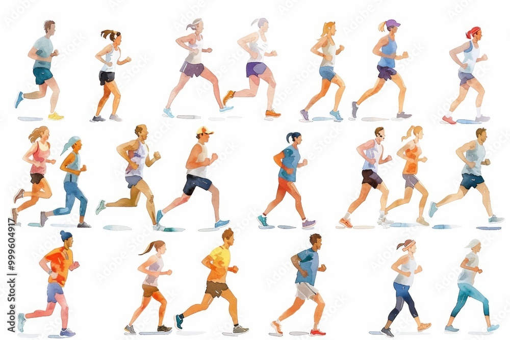 A group of people jogging or running together outdoors, possibly on a trail or in a park A group of people jogging or running together outdoors, possibly on a trail or in a park