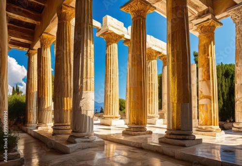 breathtaking views classic greek pillars architectural designs showcasing ancient elegance timeless beauty, architecture, artistry, classical, columns photo