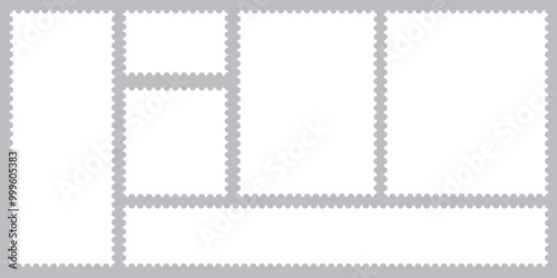 postage stamp vector on a background, vector illustration,   postage stamp border set  vectors, blank postage stamp in flat design