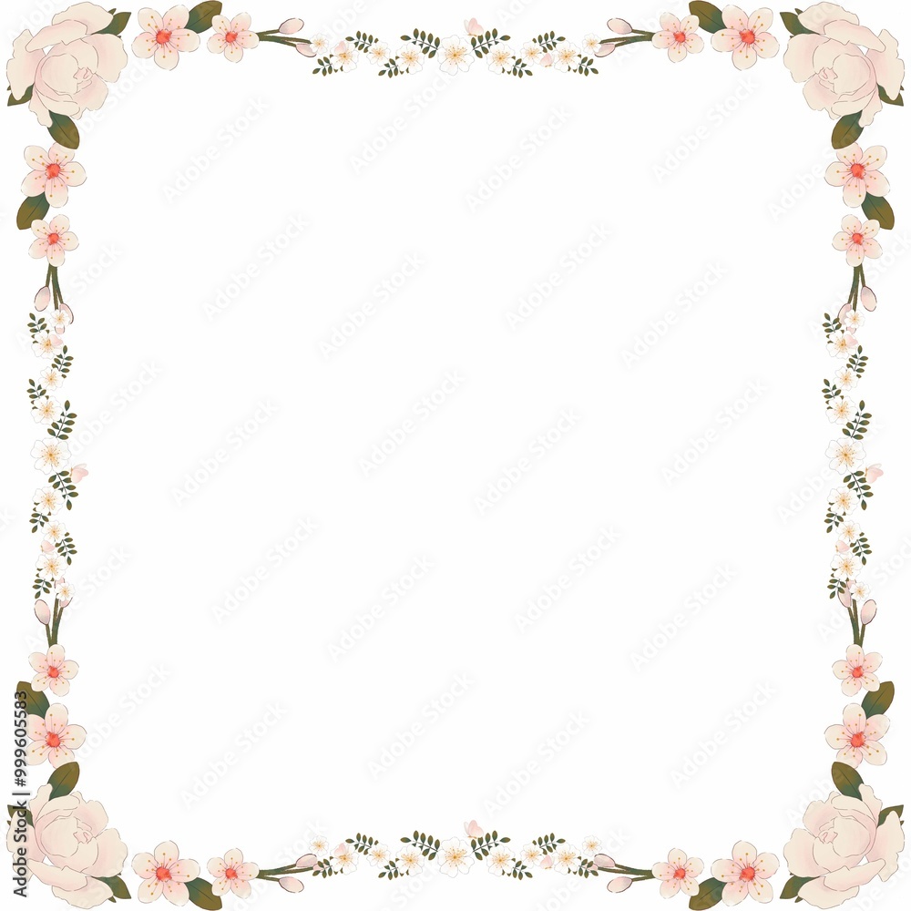 frame of flowers seamless pattern with birds and flowers frame of flowers seamless pattern with birds and flowers