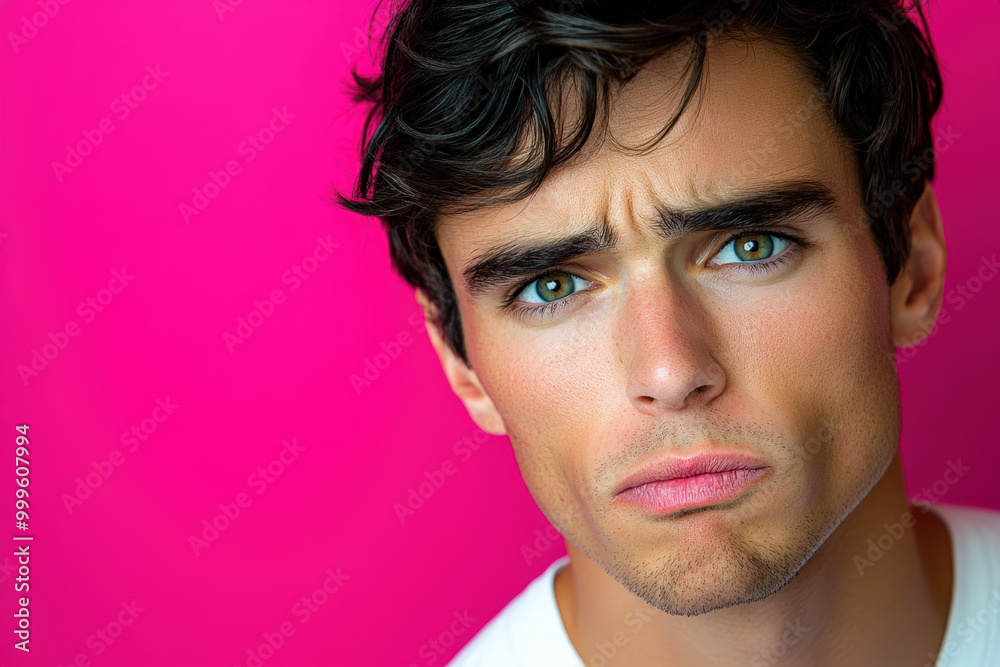 Fototapeta premium Portrait of a metrosexual male on the pink background