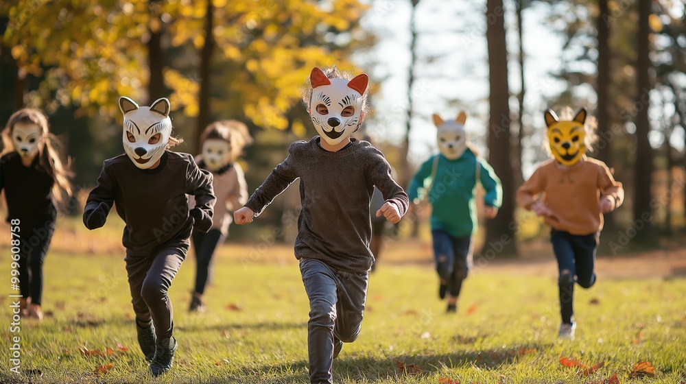 quadrober teenage subculture, children and teenagers in animal masks, non-standard physical activity, modern youth hobby quadrober teenage subculture, children and teenagers in animal masks, non-standard physical activity, modern youth hobby