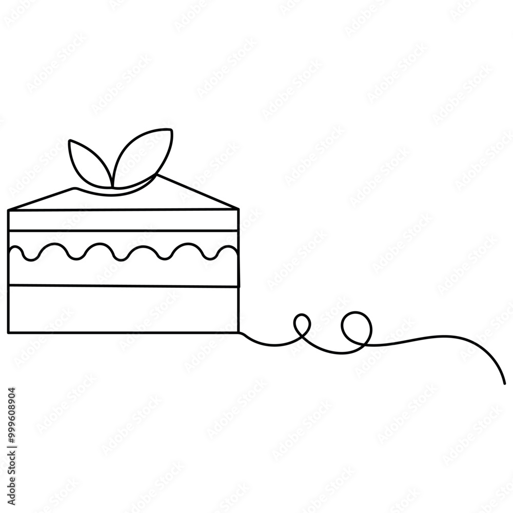 Cake single line art, continuous one line drawing of Isolated outline vector icon Cake single line art, continuous one line drawing of Isolated outline vector icon