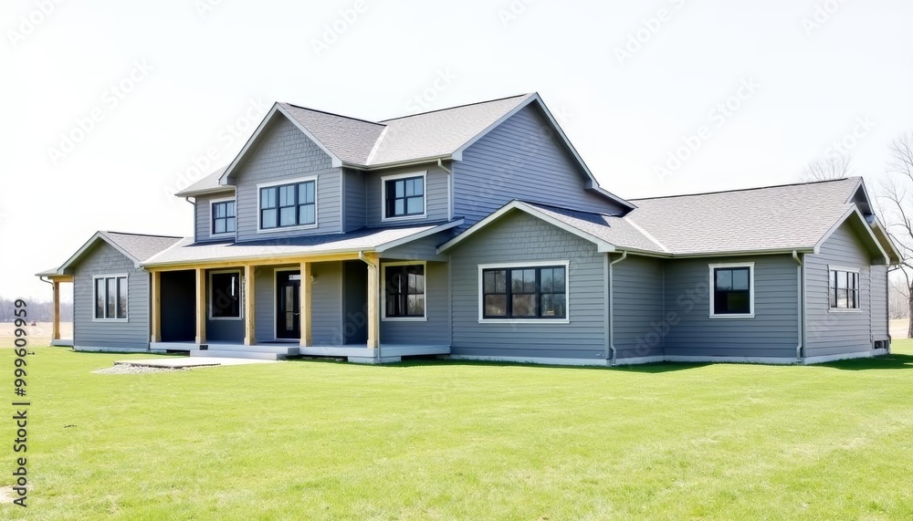 Modern twostory house with a spacious lawn Modern twostory house with a spacious lawn