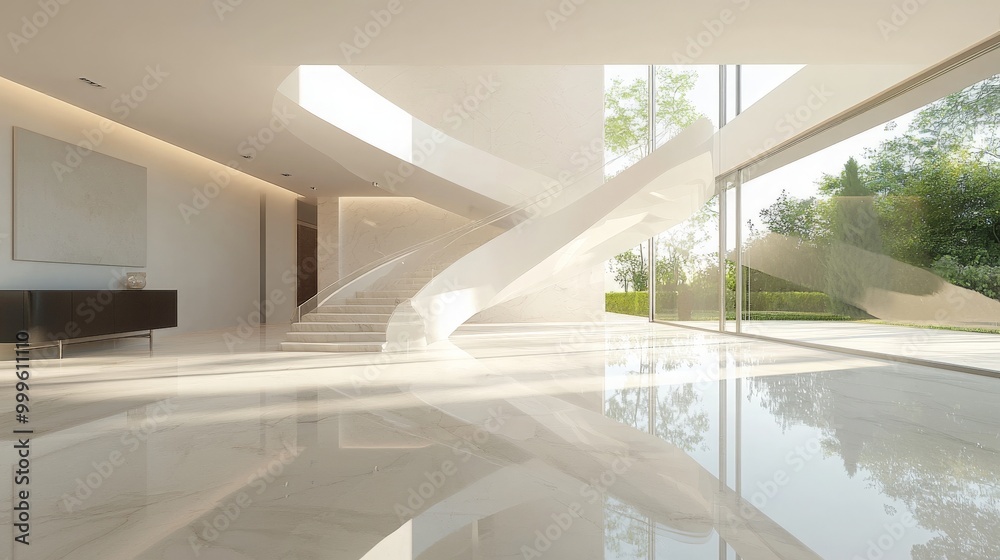 Fototapeta premium Modern Minimalist Foyer with Sleek Marble Floors