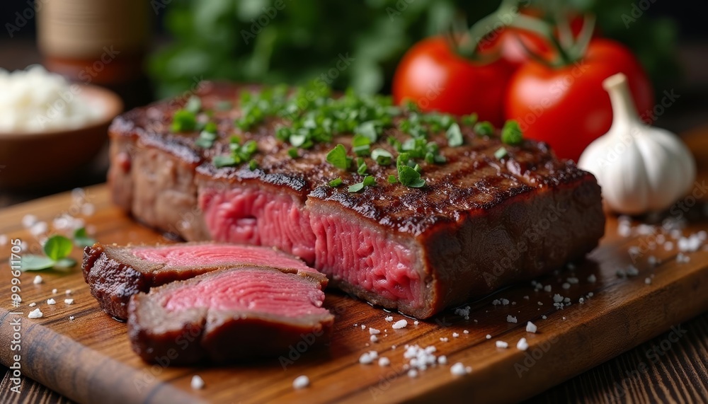 Deliciously cooked steak ready to be savored Deliciously cooked steak ready to be savored