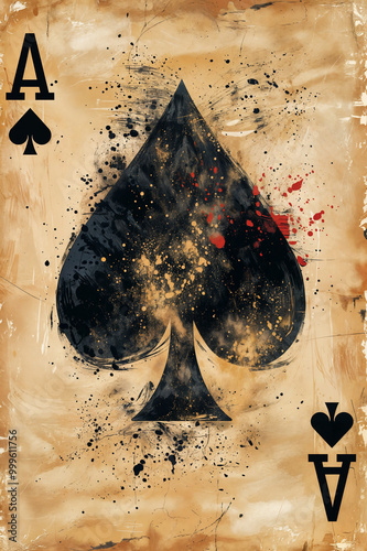 Ace of spades with grunge texture