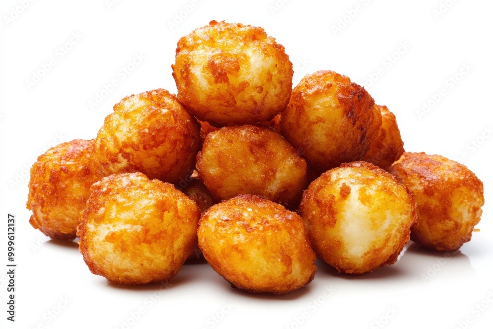 Tater Tot - Delicious Potato Junk Food on White Background Tater Tot - Delicious Potato Junk Food on White Background