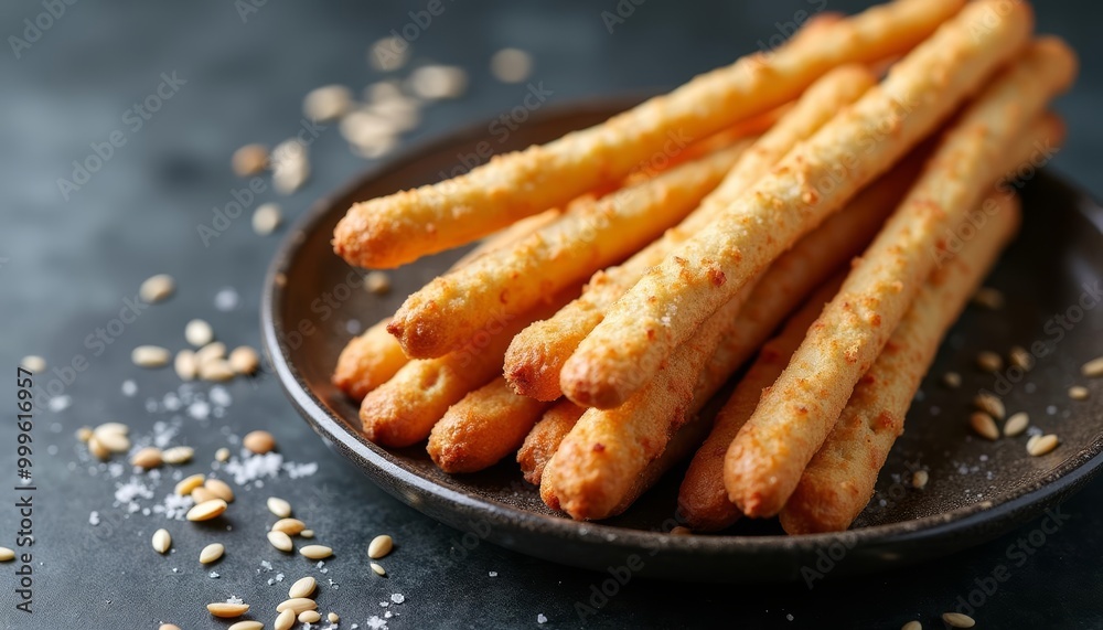 Deliciously crispy breadsticks ready to be savored Deliciously crispy breadsticks ready to be savored