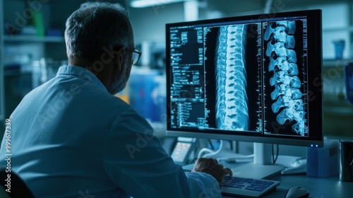 Doctors after examining the MRI results of this warning signal for the first time on a computer in a hospital.