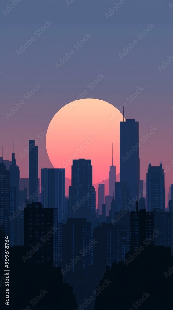 Urban Silhouettes Against a Calming Sunset Sky Urban Silhouettes Against a Calming Sunset Sky
