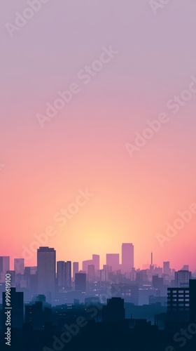 Calming Vertical Cityscape with Soft Gradient Background