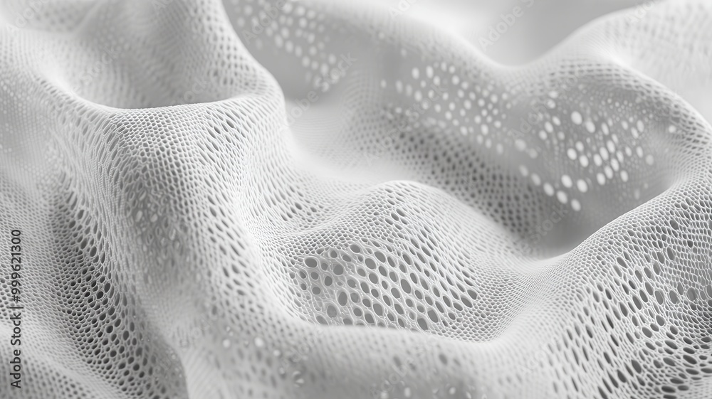 A close-up view of delicate, textured white fabric, showcasing its intricate patterns and soft, flowing appearance. A close-up view of delicate, textured white fabric, showcasing its intricate patterns and soft, flowing appearance.