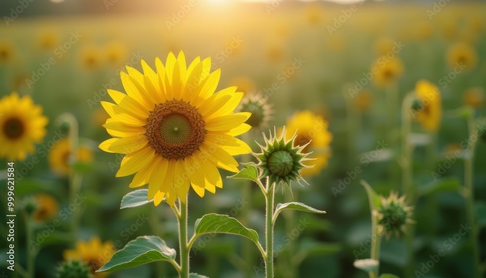 Obraz premium Bright and Beautiful Sunflower Field Blossom