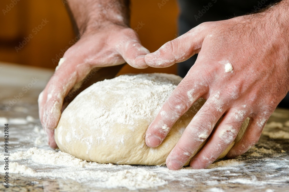 A Baker's Hands Shaping a Dough Ball